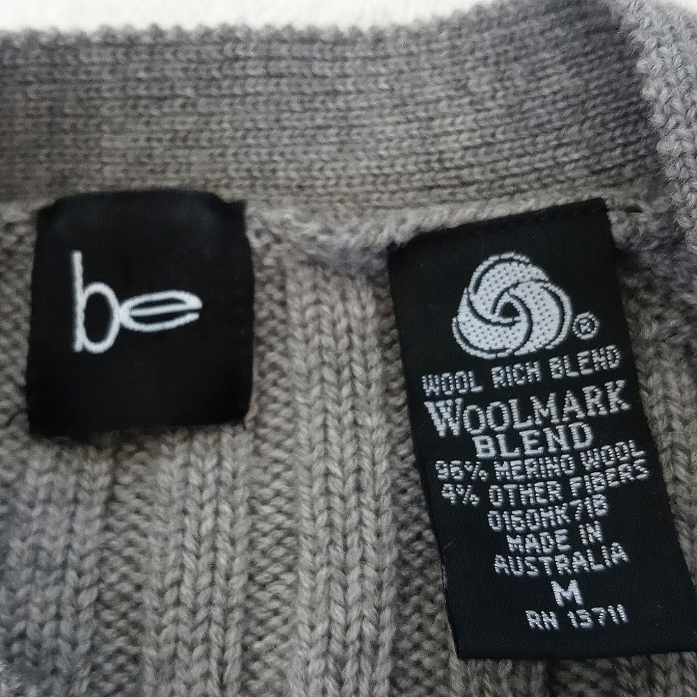 *Relisted* Be Women's Merino Wool Grey Open Cardigan Sweater Patch Elbow M - Picture 3 of 11